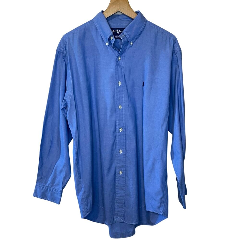 Ralph Lauren Men’s Cotton Oxford Blue Long Sleeve Dress Button Up Shirt 15 1/2
